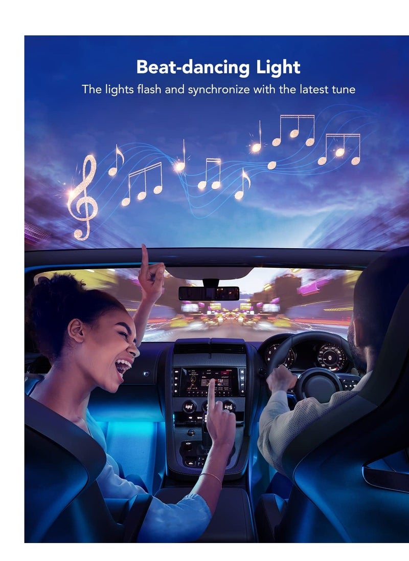Y&D 4PCS Waterproof Car Interior LED Strip Lighting, 2-Line Design RGB Light Kit APP Control Under Dash Lighting with Charger Decorative for  - Image 5