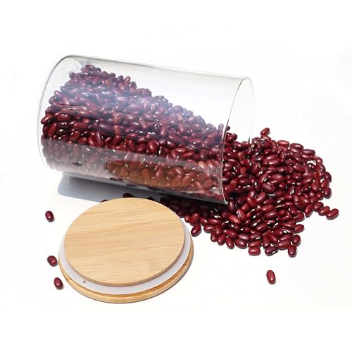 Pure Source India Borosilicate Glass Jar Container, BPA Free, Food Safe, with Airtight Bamboo Lid, 2 Pieces Jar and 1 Wooden Spoon (Clear, Capacity - 1 Ltr Each) - Image 4
