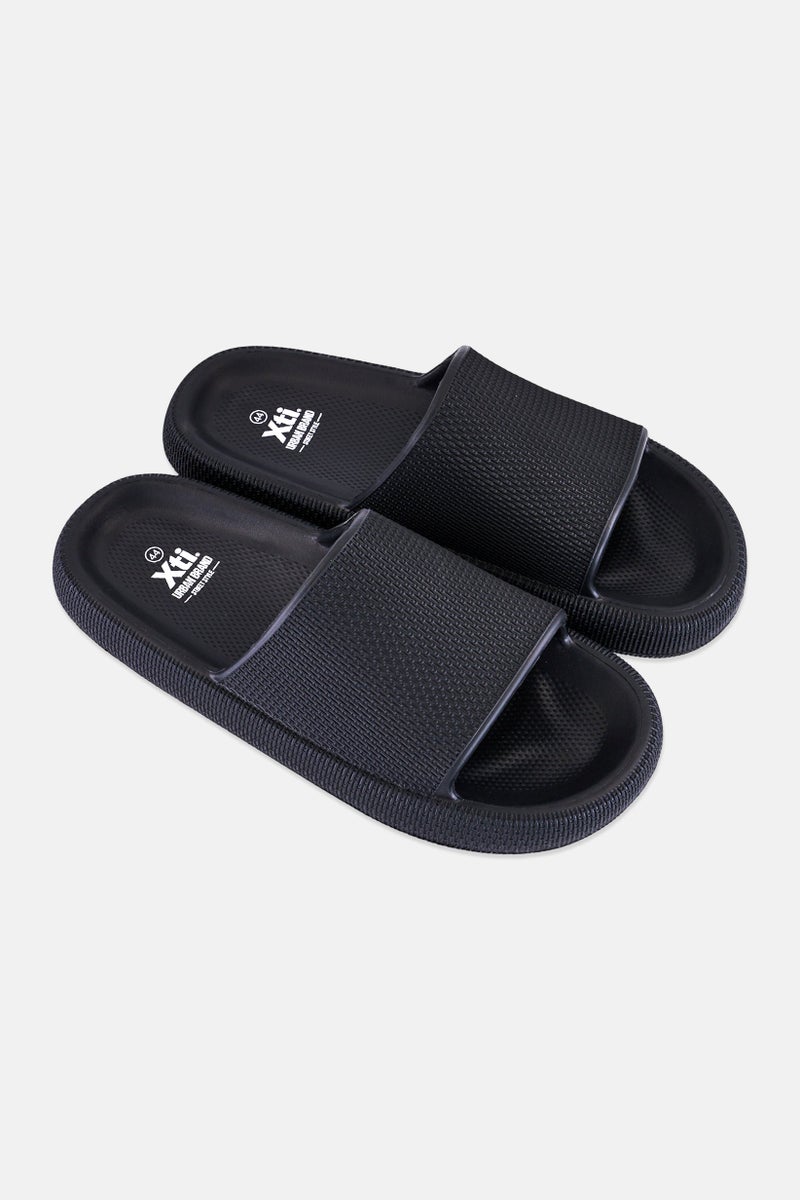 Xti Men Brand Logo Slip On Slides, Black - Image 3