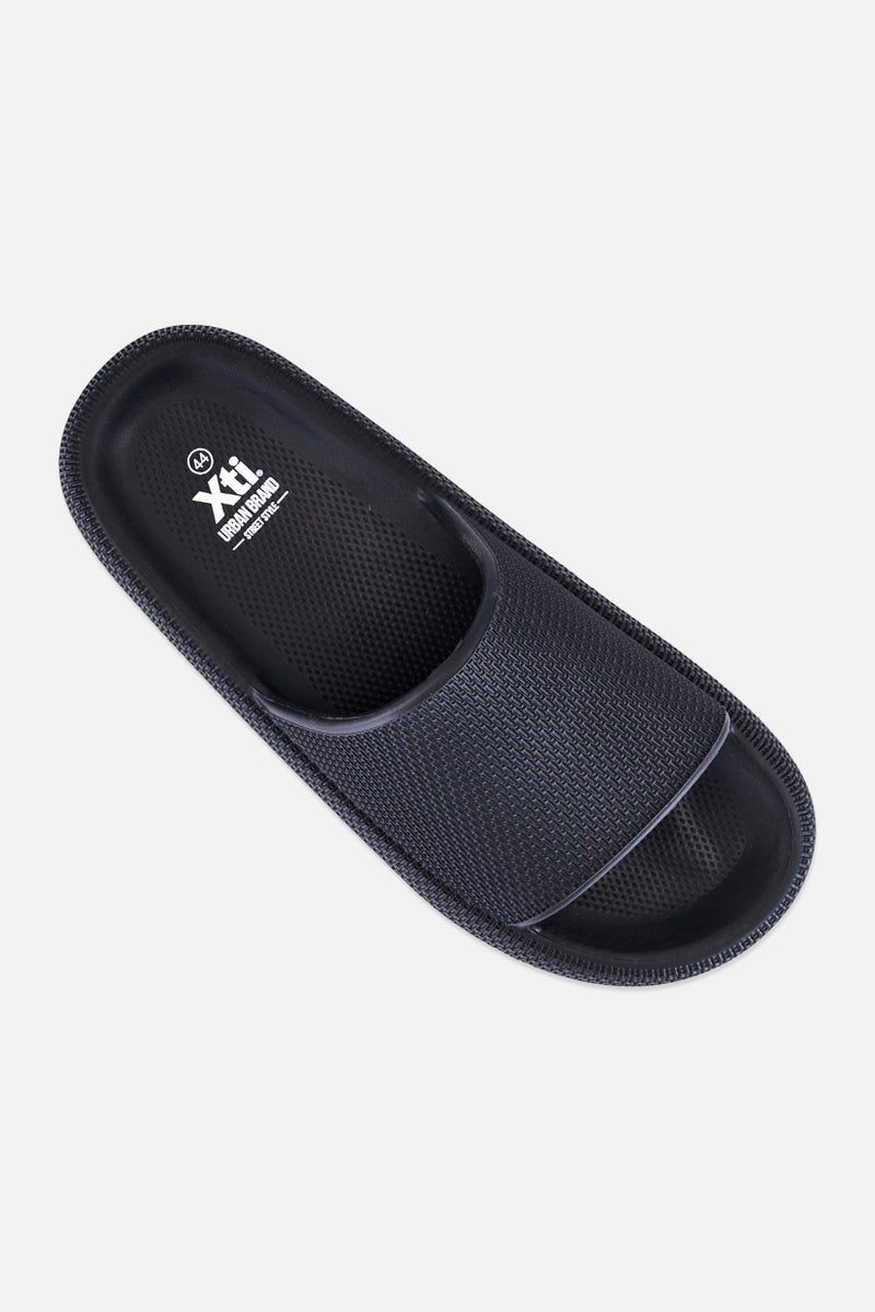 Xti Men Brand Logo Slip On Slides, Black - Image 2