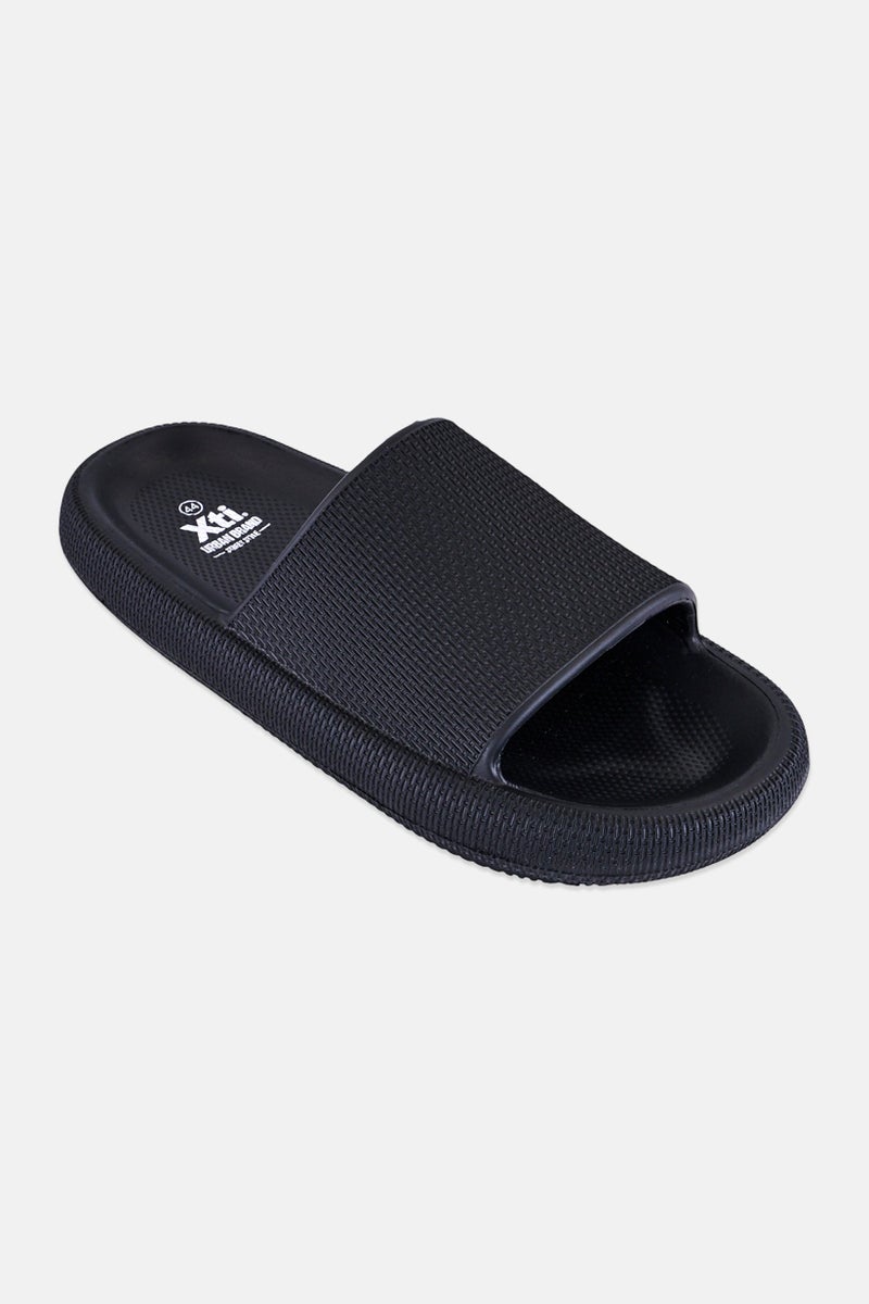 Xti Men Brand Logo Slip On Slides, Black - Image 1