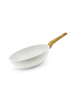 BERGNER BERGNER Naturally Forged Aluminum 28cm (3 L) Wok, Marble Non-Stick Coating, Less Oil Use, Scratch Resistant and Durable, Soft Touch Handle, Easy to Clean - Induction Bottom, Free Non-Woven Trivet  - Image 1