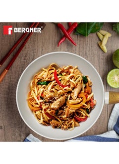 BERGNER BERGNER Naturally Forged Aluminum 28cm (3 L) Wok, Marble Non-Stick Coating, Less Oil Use, Scratch Resistant and Durable, Soft Touch Handle, Easy to Clean - Induction Bottom, Free Non-Woven Trivet  - Image 4