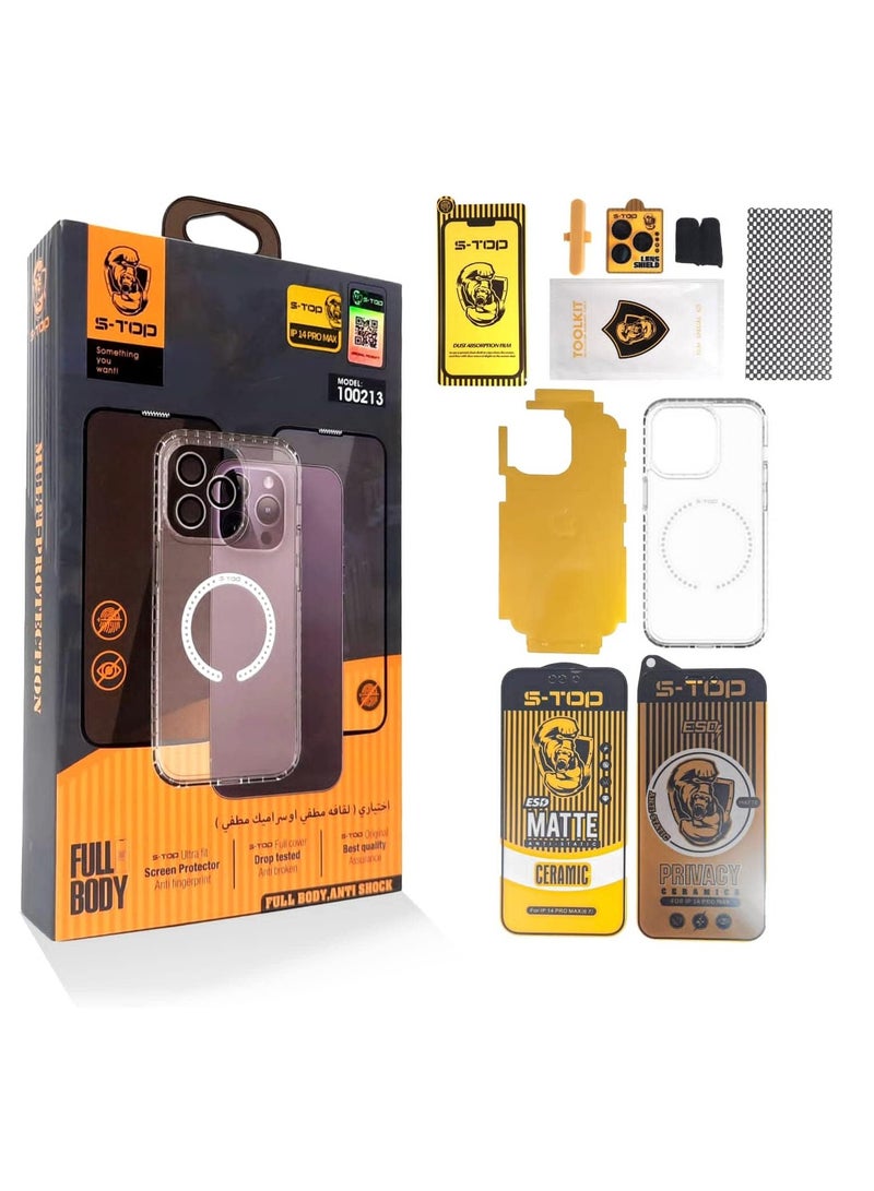 S-TOP Iphone 14 Pro Full Protection Bundle Includes Iphone 14 Pro Case Iphone 14 Pro Cover Clear Cover Camera Protector Pubg Finger Cloth Anti Fingerprint And More - Image 1