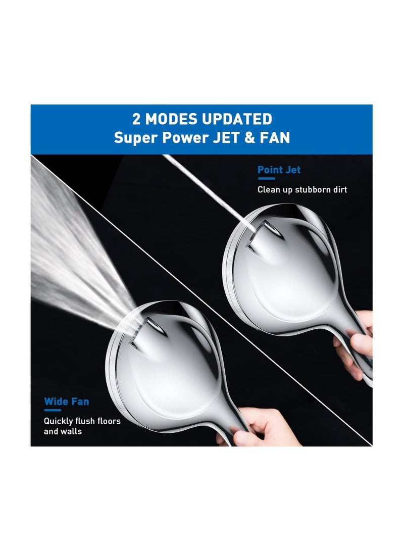 High-Pressure Handheld Shower Head – 8 Spray Settings & 2 Power Jet Modes, 5.04" Detachable Shower Head with Stainless Steel Hose & Adjustable Bracket - Image 2