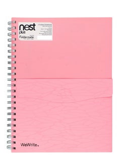 Foldermate دفتر ملاحظات Nest Plus A4 وردي اللون مزود بمسطر بثلاثة مواضيع مع فواصل وجيب 
