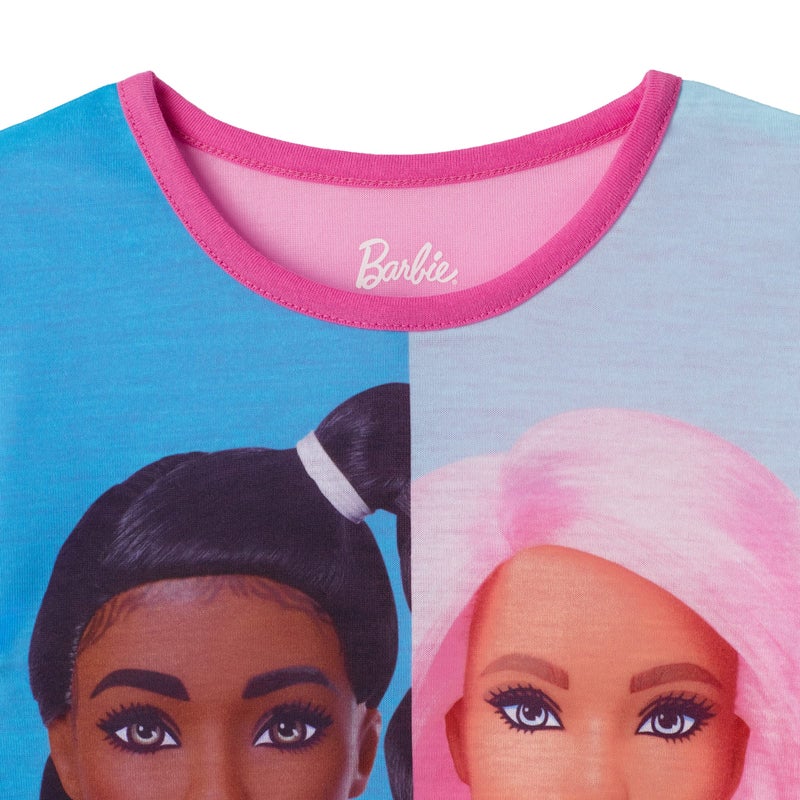 Barbie Girls Pajama Pants and Sleep Shirt Sets for Kids 4 Piece Sleepwear Set for Girls (as1, numeric, numeric_6, regular, Light Blue-Light Pink) - Image 2