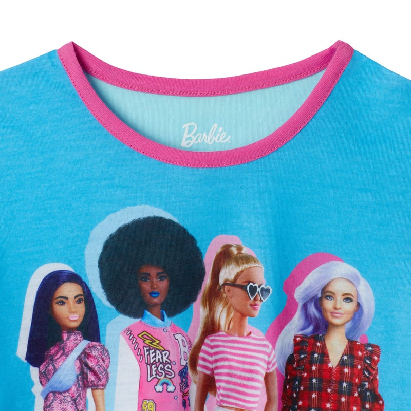 Barbie Girls Pajama Pants and Sleep Shirt Sets for Kids 4 Piece Sleepwear Set for Girls (as1, numeric, numeric_6, regular, Light Blue-Light Pink) - Image 4