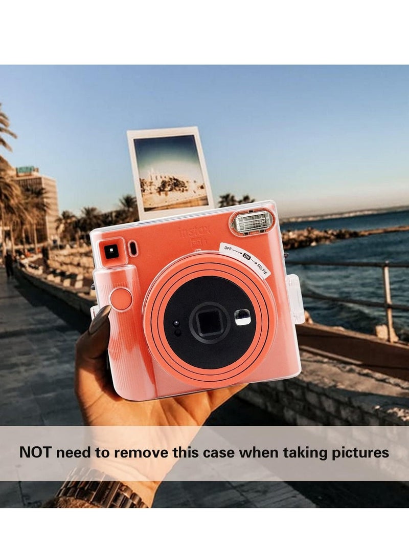 Protective Clear Case for Fujifilm Instax Square SQ1 Instant Film Camera Crystal Hard PC Cover for Instax Square SQ1 with Removable Rainbow Shoulder Strap (Transparent)  - Image 3