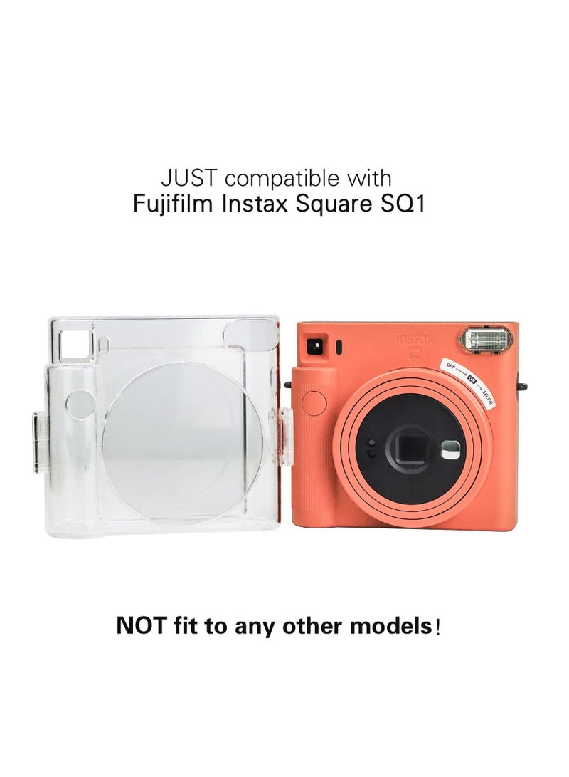 Protective Clear Case for Fujifilm Instax Square SQ1 Instant Film Camera Crystal Hard PC Cover for Instax Square SQ1 with Removable Rainbow Shoulder Strap (Transparent)  - Image 2