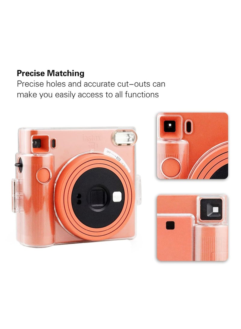 Protective Clear Case for Fujifilm Instax Square SQ1 Instant Film Camera Crystal Hard PC Cover for Instax Square SQ1 with Removable Rainbow Shoulder Strap (Transparent)  - Image 4