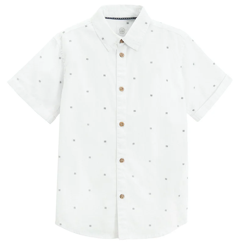 Cool Club قميص قطني أبيض قصير الأكمام