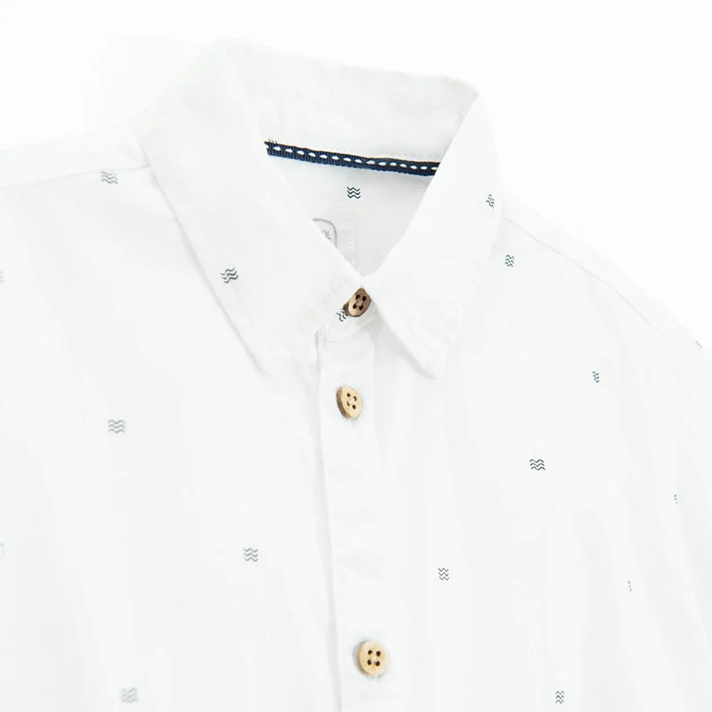 Cool Club قميص قطني أبيض قصير الأكمام