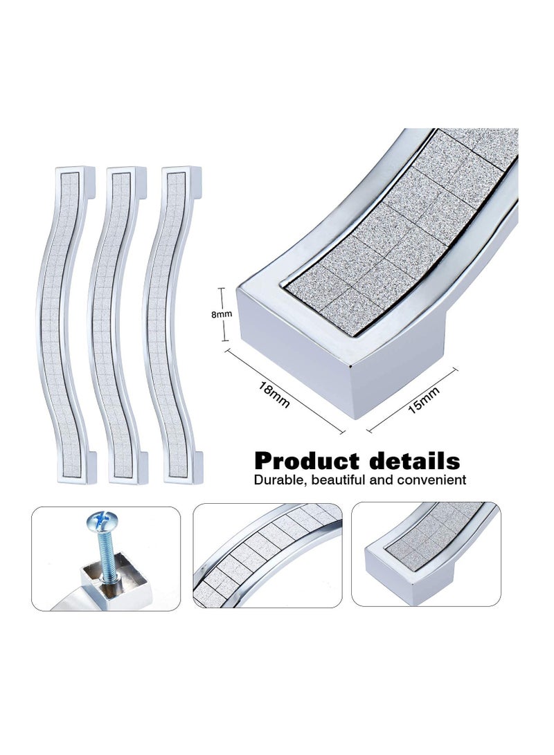 5 Pack Silver Rhinestone Drawer Knobs for Dresser and Cabinet, Stylish Zinc Alloy Pull Handles, 128MM Length - Image 4