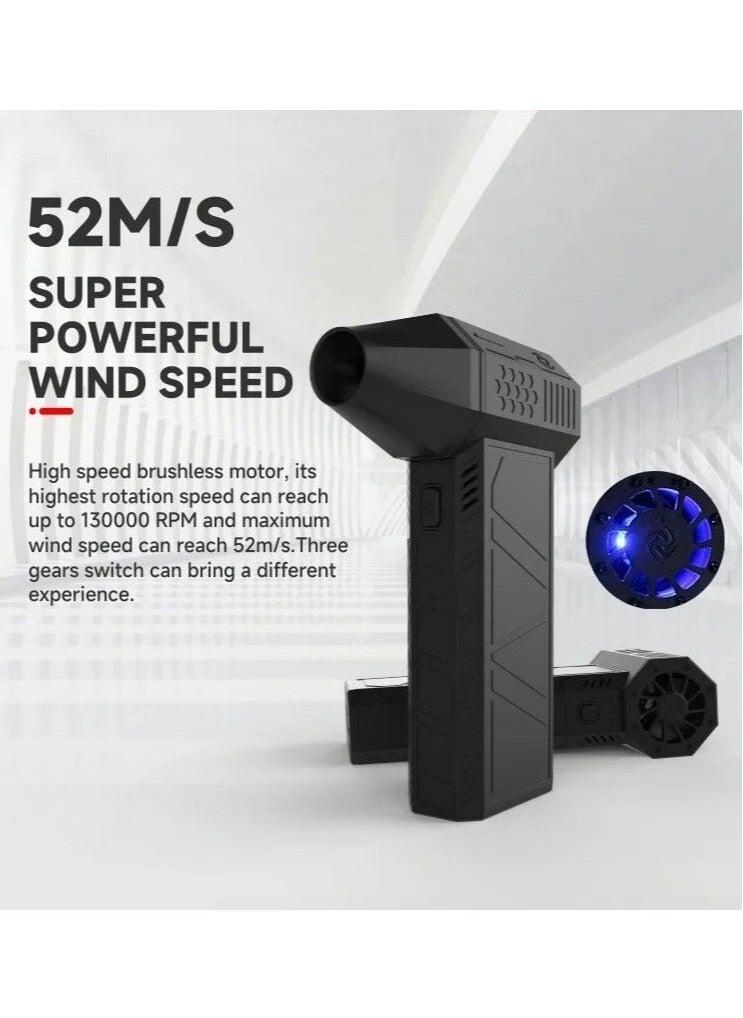 ZLH HITY - Jet Drying Blower, Super Jet Fan Blower 130000 RPM, Portable Mini Jet Blower with 3 Adjustable Speeds, Cordless Air Blower Car Dryer, Computer, Keyboard, Lens - Image 1