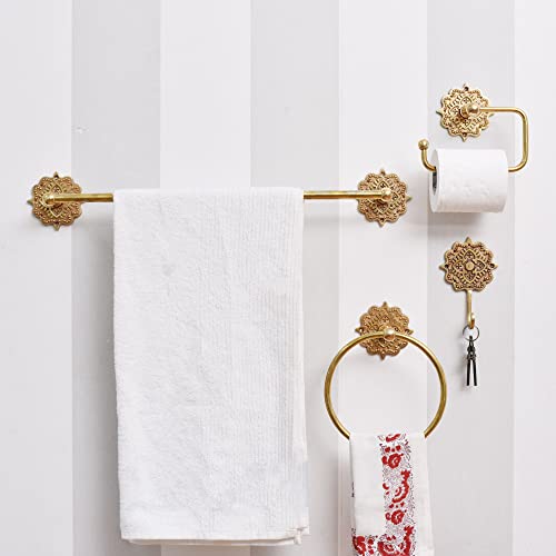 Indian-Shelf Brass Bathroom Towel Holder - Bronze Bathroom Hand Towel Ring - Boho Wall Mounted Towel Hanger - Towel Ring - Bathroom Hardware - Bathroom Accessories - Image 3
