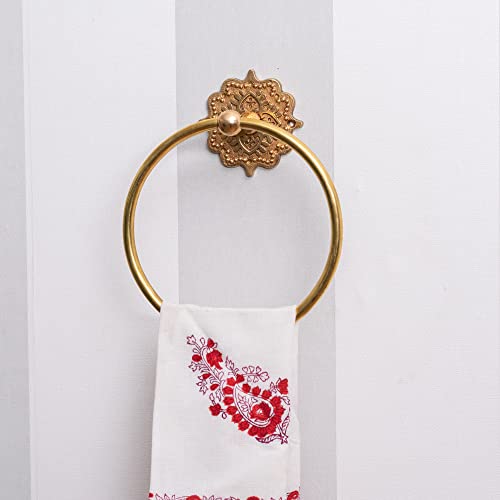 Indian-Shelf Brass Bathroom Towel Holder - Bronze Bathroom Hand Towel Ring - Boho Wall Mounted Towel Hanger - Towel Ring - Bathroom Hardware - Bathroom Accessories - Image 2