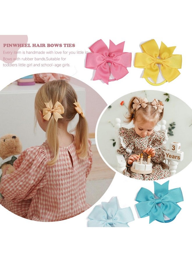 CellElection 40Pcs Baby Girls 3'' Boutique Grosgrain Ribbon Hair Bows Elastic Hair Ties Ponytail Holder Hair Bands in Pairs for Girls Toddlers Kids Children Teens - Image 2
