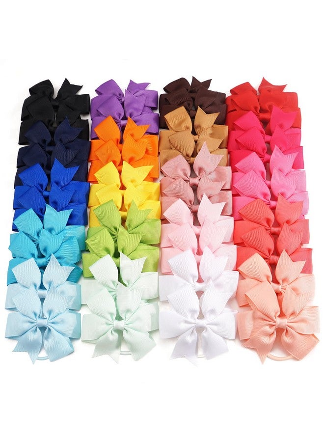 CellElection 40Pcs Baby Girls 3'' Boutique Grosgrain Ribbon Hair Bows Elastic Hair Ties Ponytail Holder Hair Bands in Pairs for Girls Toddlers Kids Children Teens - Image 1