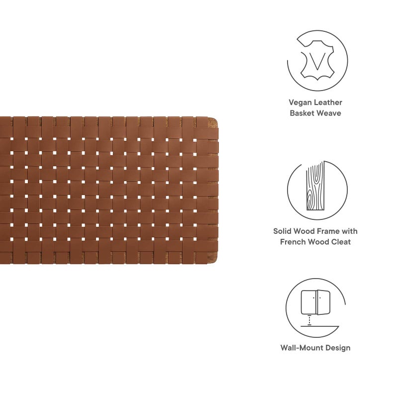 Modway Sparta Vegan Leather Weave Queen Headboard in Walnut Brown, Faux Leather Queen Headboard Only with Wall Mount Design for Bedroom or Guest Room - Image 3