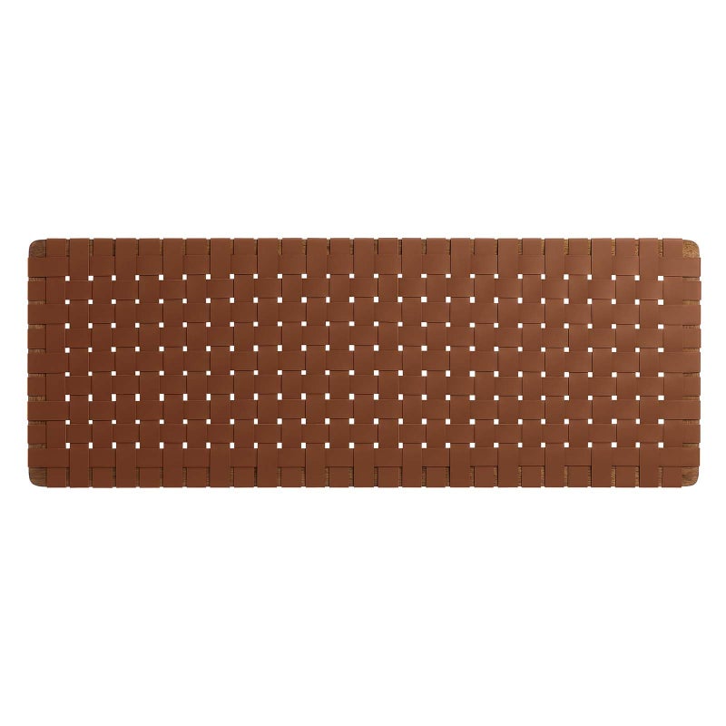Modway Sparta Vegan Leather Weave Queen Headboard in Walnut Brown, Faux Leather Queen Headboard Only with Wall Mount Design for Bedroom or Guest Room - Image 4
