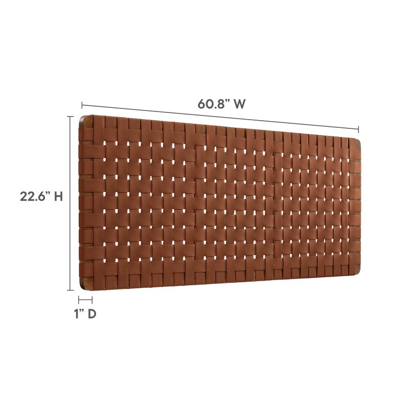 Modway Sparta Vegan Leather Weave Queen Headboard in Walnut Brown, Faux Leather Queen Headboard Only with Wall Mount Design for Bedroom or Guest Room - Image 2