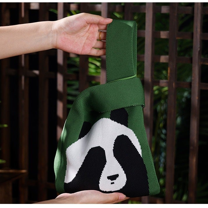 Chengdu Panda Grandpa Cute Panda Bag Knitted Bag Handbag Woven Bag All-Match Hand Gift Bag - Image 4