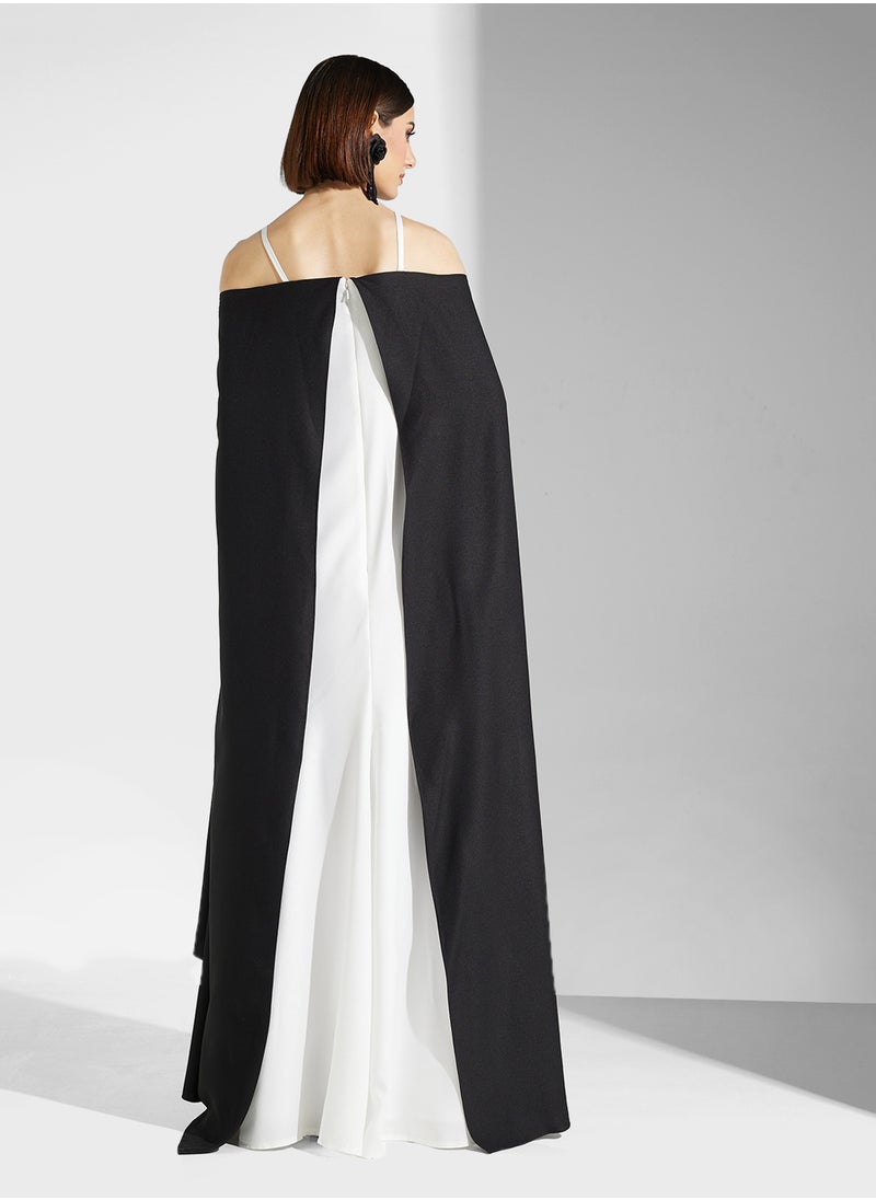 Iyra - Strappy Drape Sleeve Maxi Dress - Image 1