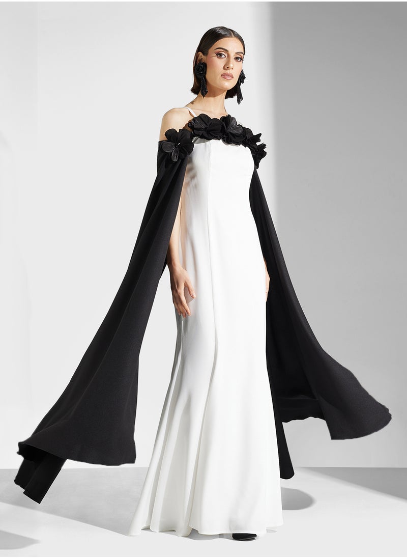Iyra - Strappy Drape Sleeve Maxi Dress - Image 1