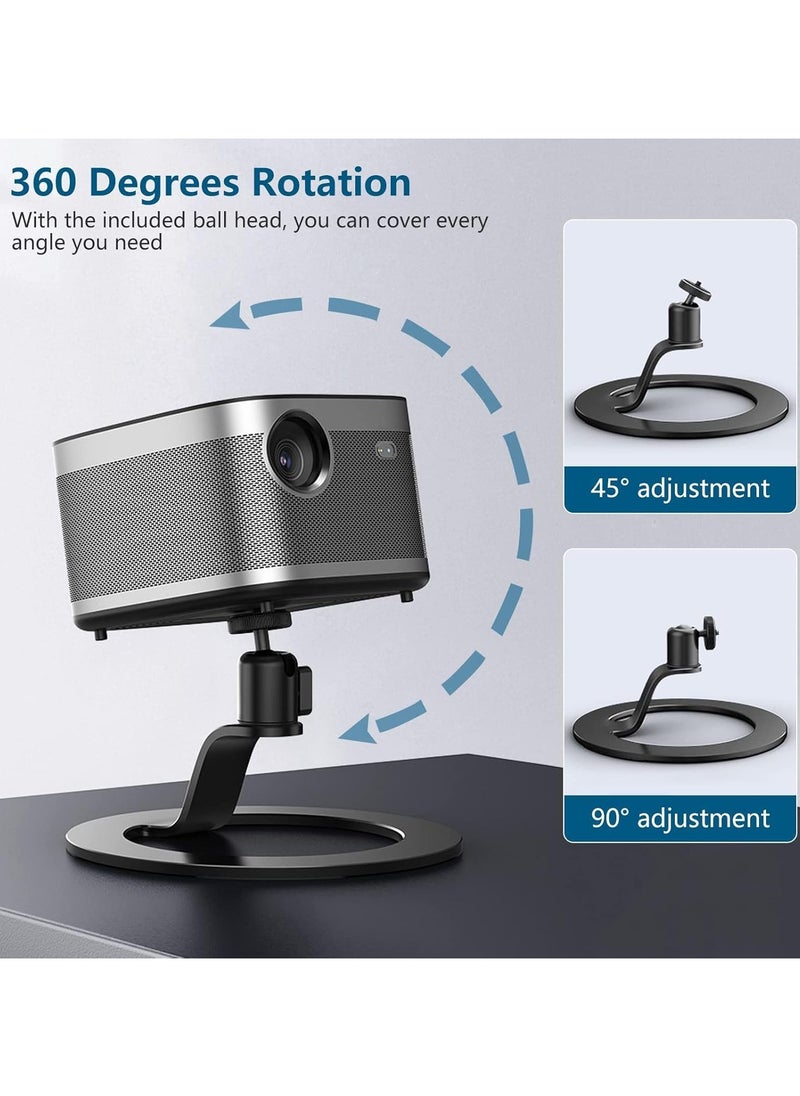 Aluminum Mini Projector Stand 360° Rotation Angle Adjustable Stand with 1/4 Mounting Screw and Ball Head Aluminum Alloy Table Mobile Projector Mount Bracket