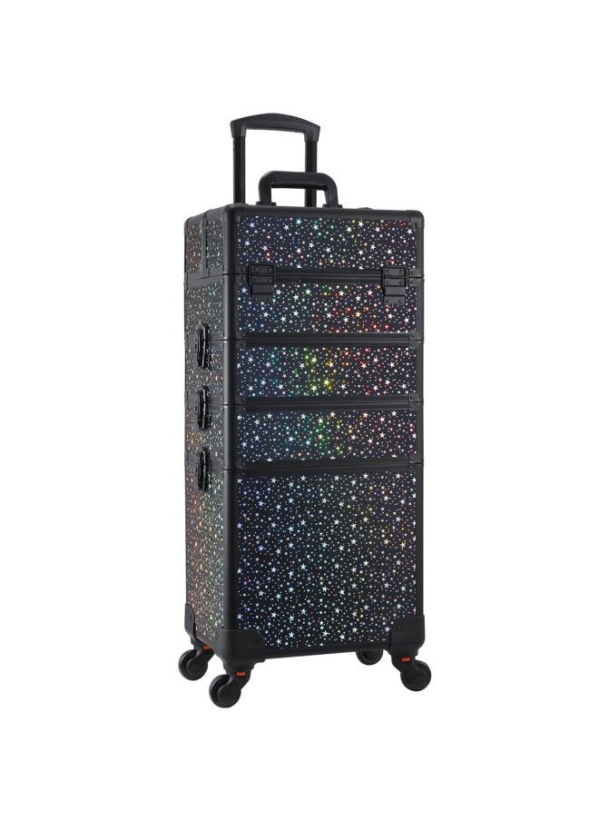Stagiant Rolling Makeup Train Case Large Storage Cosmetic Trolley 4 in 1 Large Capacity Trolley Makeup Travel Case with Key Swivel Wheels Salon Barber Case Traveling Cart Trunk  - Image 1