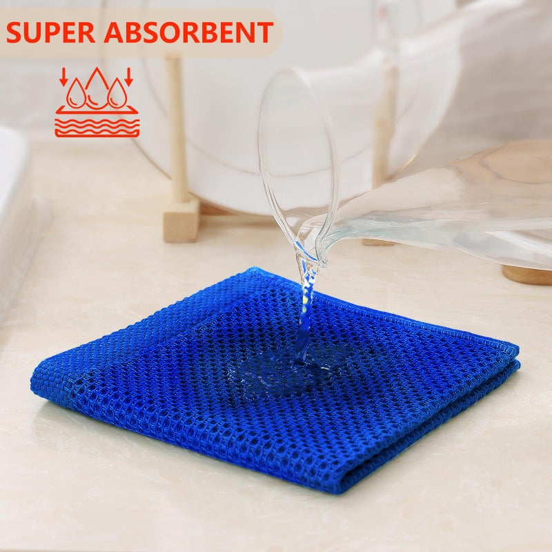 Kitinjoy 100% Cotton Kitchen Dish Cloths (12 X 12 Inches, Blueberry), 6 Pack Waffle Weave Ultra Soft Absorbent Dish Towels for Drying Dishes Quick Drying Kitchen Towels Dish Rags - Image 3