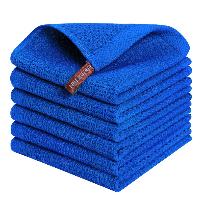 Kitinjoy 100% Cotton Kitchen Dish Cloths (12 X 12 Inches, Blueberry), 6 Pack Waffle Weave Ultra Soft Absorbent Dish Towels for Drying Dishes Quick Drying Kitchen Towels Dish Rags - Image 1