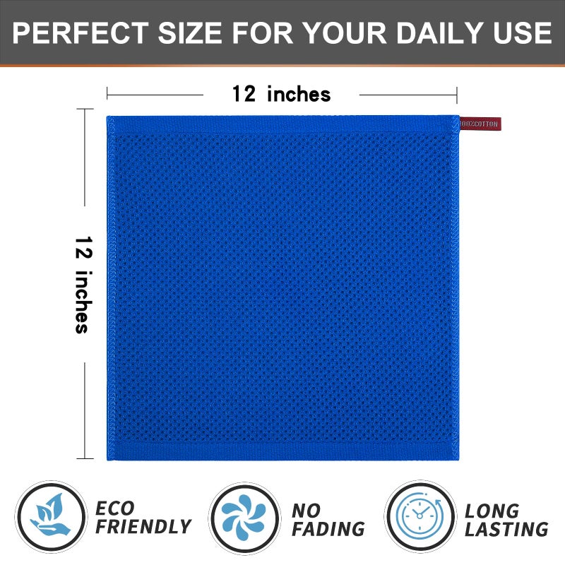Kitinjoy 100% Cotton Kitchen Dish Cloths (12 X 12 Inches, Blueberry), 6 Pack Waffle Weave Ultra Soft Absorbent Dish Towels for Drying Dishes Quick Drying Kitchen Towels Dish Rags - Image 5