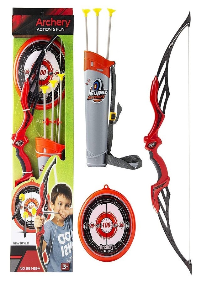 PANCHANI Outdoor/Indoor Archery Set for Kids/Bow and Arrow Target Practice Set/Quiver for Boys Girls Age 3 Years Plastic Toy Multicolour (Orange) - Image 2
