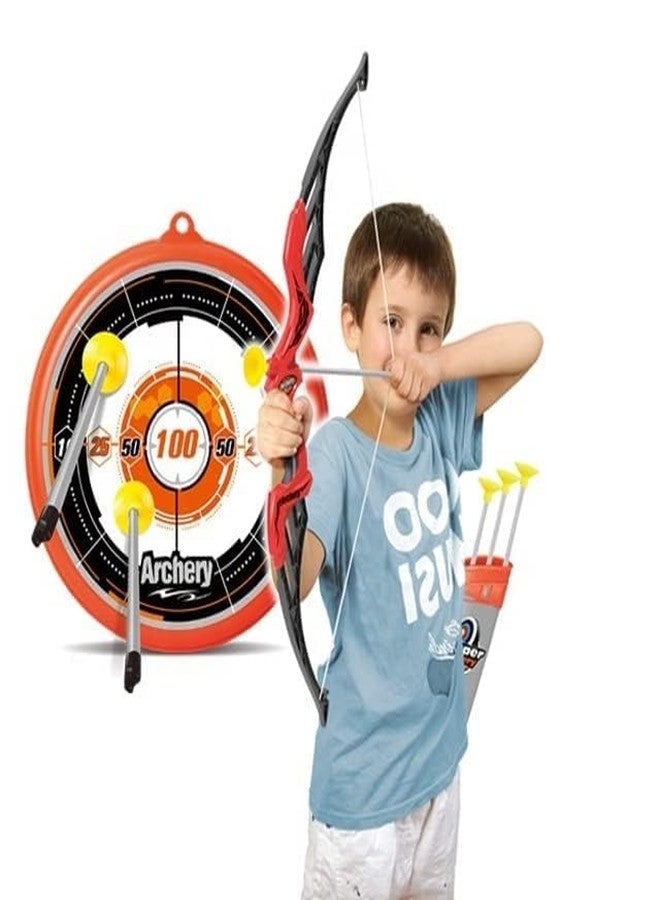 PANCHANI Outdoor/Indoor Archery Set for Kids/Bow and Arrow Target Practice Set/Quiver for Boys Girls Age 3 Years Plastic Toy Multicolour (Orange) - Image 1
