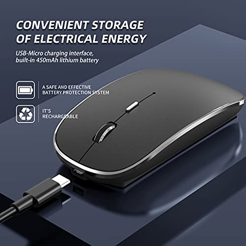 Halpilt Wireless Mouse Chargeable Portable Silent USB-A and Type-C Dual Mode Wireless Mouse 3 Adjustable DPI for Laptop, Mac, Android, PC (Q23S Black) (Black) - Image 3