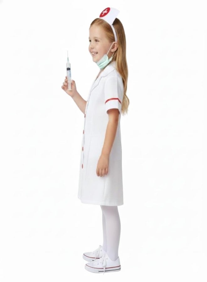 EthnicAlive Nurse Fancy Dress With Mask, Injection, Stethoscope And Headgear | Community Helper Doctor Costume For Kids Girls (7-8 Years) - Image 3