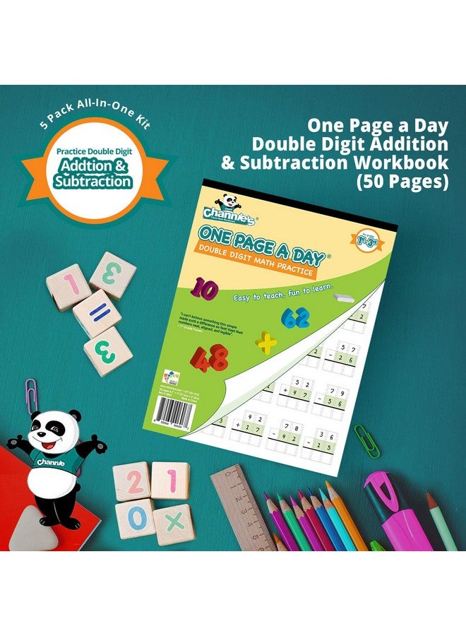 Channie's Channie’S All-In-One Kit, With Double & Triple Digit Math Practice Worksheets, Writing Pad, Math Line-Up Pad, Easy Peasy Cursive Handwriting Workbook For Kids, Free Abc Card - Image 2