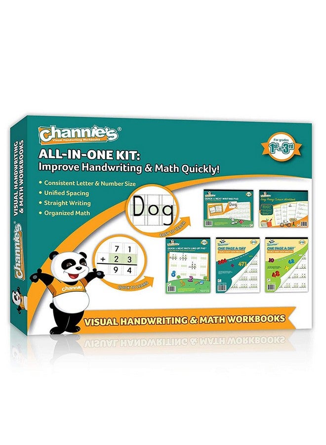 Channie's Channie’S All-In-One Kit, With Double & Triple Digit Math Practice Worksheets, Writing Pad, Math Line-Up Pad, Easy Peasy Cursive Handwriting Workbook For Kids, Free Abc Card - Image 1