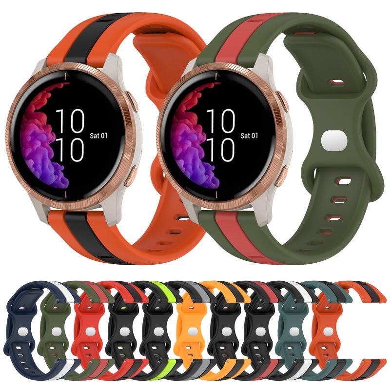 S-TOP For Garmin Venu 20mm Butterfly Buckle Two-Color Silicone Watch Band(Red+Black) - Image 3