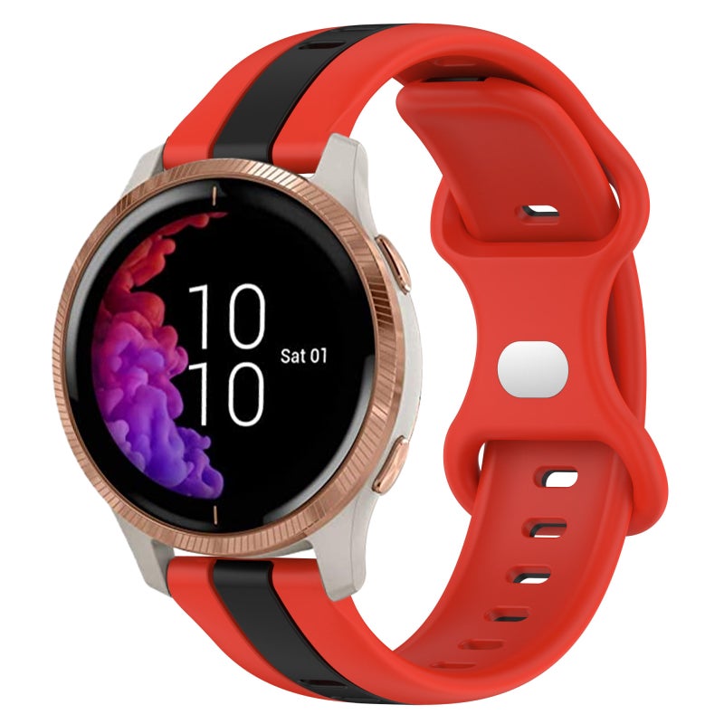 S-TOP For Garmin Venu 20mm Butterfly Buckle Two-Color Silicone Watch Band(Red+Black) - Image 1