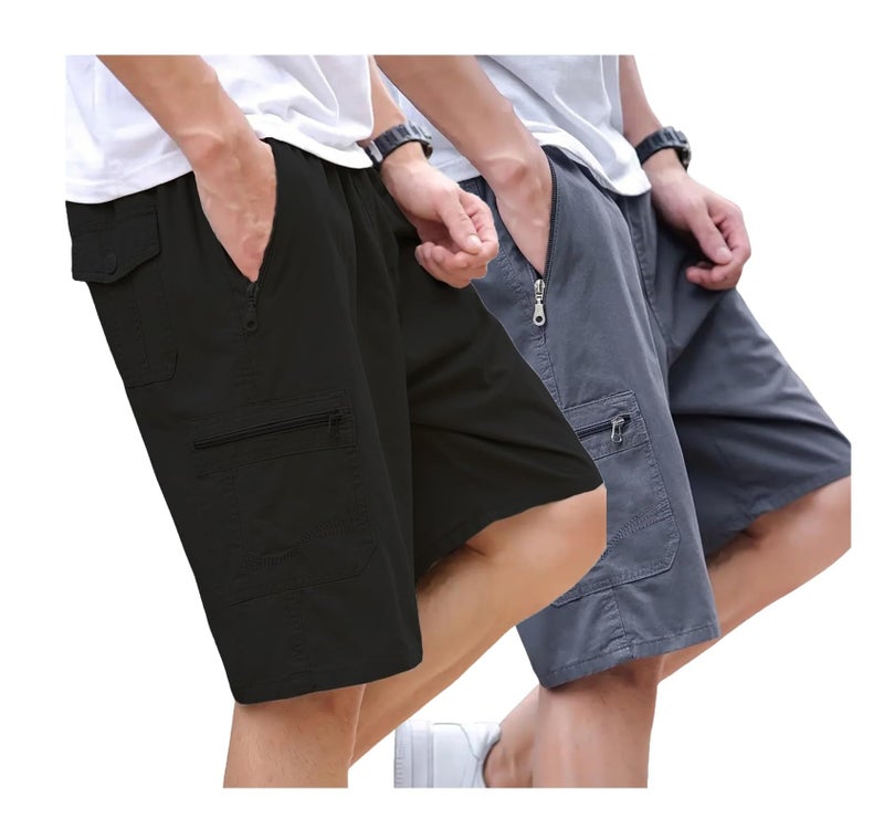 Lymio Men Shorts || Men Shorts Cotton || Men Shorts Casual || Available in Combo Pack of 2 (Short-17-18-Black-Grey-XL) - Image 1