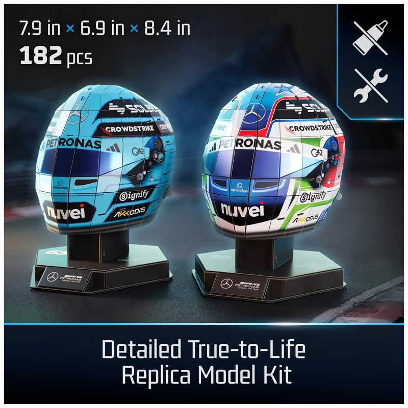 4D Build  Mercedes-Amg F1 Helmet Set 3D Puzzle Model Kit With Stands  Russell & Antonelli  Adult Puzzles  Building Toys  182 Pieces  3D Puzzles  Gift Ideas For Ages 12 & Up - Image 2