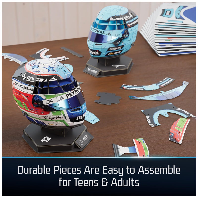 4D Build  Mercedes-Amg F1 Helmet Set 3D Puzzle Model Kit With Stands  Russell & Antonelli  Adult Puzzles  Building Toys  182 Pieces  3D Puzzles  Gift Ideas For Ages 12 & Up - Image 4