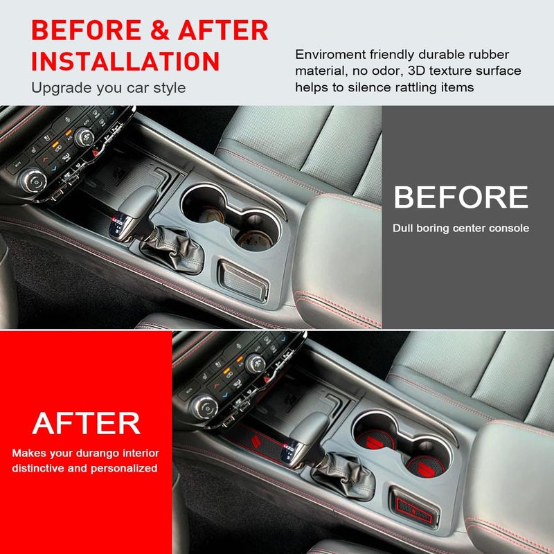 REMOCH Cup Holder Inserts for Dodge Durango (5pcs Set, Red) - Image 2