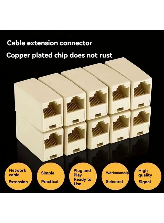 7PCS RJ45 CAT6 Ethernet Coupler Dual Head Straight Through Adapter Cable Extender - Image 2