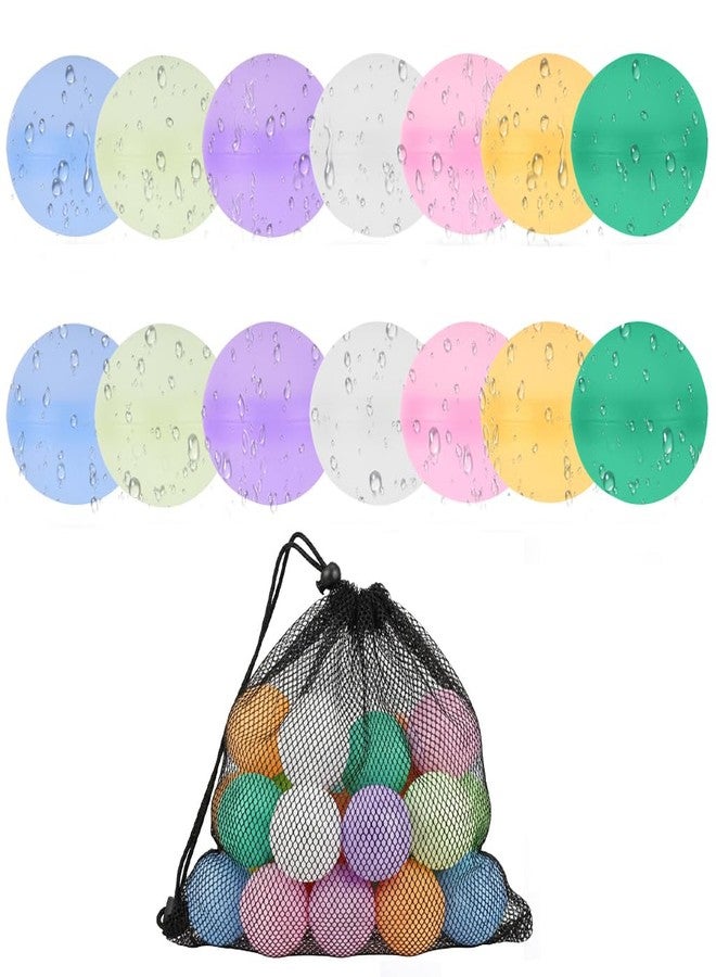 PATPAT® 14Pcs Reusable Water Balloon for Kids Set with Mesh Storage Bag Silicone Safe Soft Squeeze Splash Balls, Fun Activity Bath Toys for Kids, Toddler Swimming Pool & Outdoor Games - Image 1