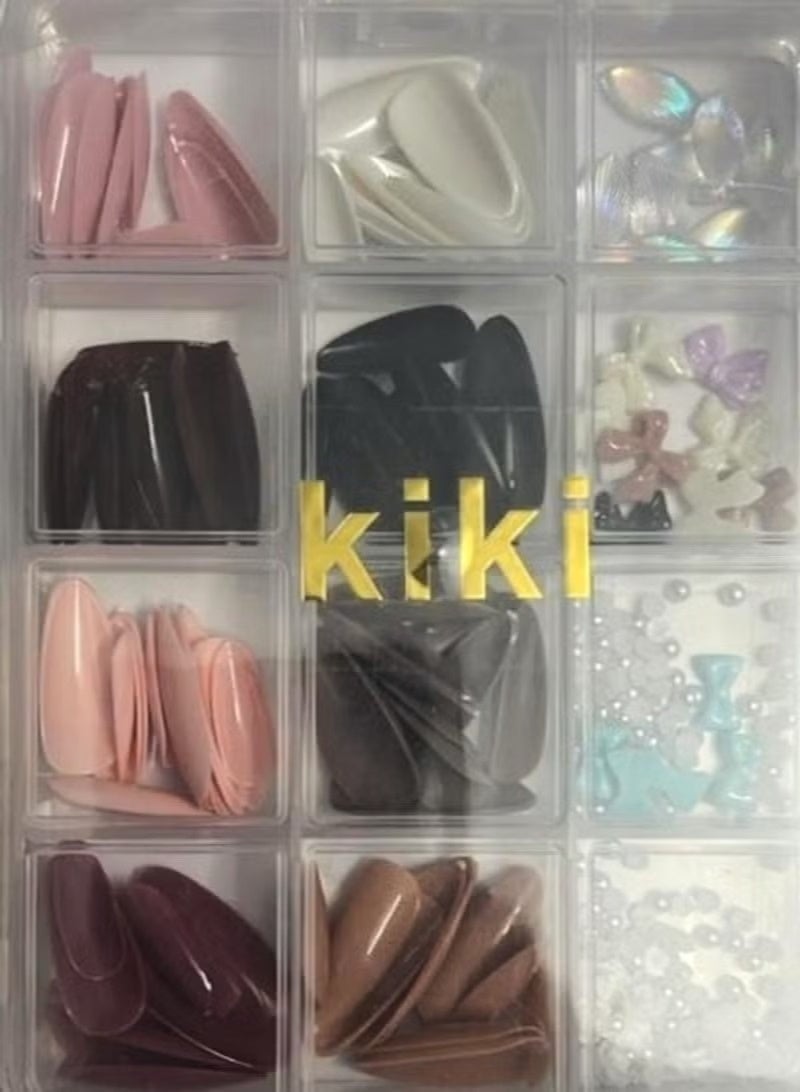 كيكي مجموعة أظافر صناعية احترافية (Kiki) – ألوان متنوعة وإكسسوارات تزيين لإطلالة صالون في منزلك. - Image 1