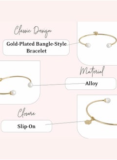 Just Peachy Just Peachy Women Gold-Plated Bangle-Style Bracelet, Elegant and Classic Design, Adjustable Fit, Hypoallergenic and Tarnish-Resistant, Premium Quality Jewelry  - Image 4